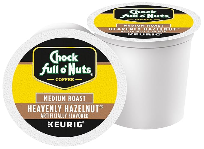 Chock Full o'Nuts Heavenly Hazelnut Coffee, Compatible with Keurig K-Cup Pods, 12 CT (Pack of 6)