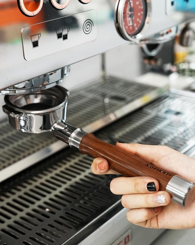 58mm Bottomless Portafilter For Gaggia, 2 Ears Slim Naked Portafilter Fits Gaggia Espresso Coffee Machines with Stainless Steel Head and 18g Filter Basket and Puck Screen - Rosewood Handle