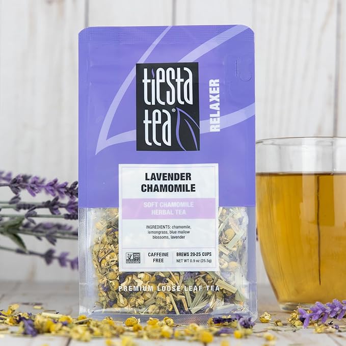 Tiesta Tea - Lavender Chamomile | Loose Leaf | Soft Chamomile Herbal Tea | Premium Non-Caffeinated Blend | Make Hot or Iced & Brews Up to 25 Cups | 5.4 Ounce Resealable Pouch, Pack of 6