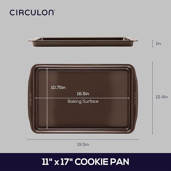 Circulon Nonstick Bakeware, Nonstick Cookie Sheet / Baking Sheet - 11 Inch x 17 Inch, Chocolate Brown