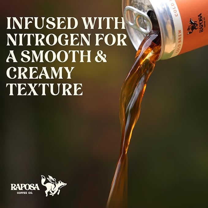 Raposa Nitro with Tonic Ready to Drink Coffee 250ml - 8.45oz - Dairy Free - Vegan Cold Brew Ready to Drink, Non GMO, No Artificial Anything - 65mg Caffeine (Cold Brew Tonic (12 Pack))