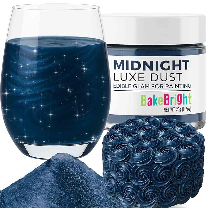 Bulk (20g) Navy Blue Luster Dust Edible Glitter for Cocktails | Premium Edible Navy Blue Luster Dust for Cake Decorations - Edible Glitter for Drinks Cupcakes Cookies Cakes Food Paint