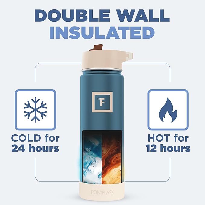 IRON °FLASK Camping & Hiking Hydration Flask with Straw Lid & Boot - Stainless Steel, Double Walled & Vacuum Insulated Water Bottle - Leak Proof & BPA Free (Dream Sunset, Straw - 22 oz)