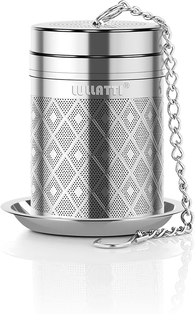 Tea Infuser (1 Pack), Extra Fine Mesh Loose Leaf Tea Steeper with Diamond Pattern & Extended Long Chain, 18/8 Stainless Steel Tea Ball Strainer for Brewing All Kinds of Tea
