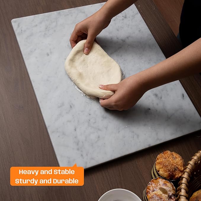 Carrara White Marble Cutting Board, 16x20 Inch Large Marble Pastry Board With Non-Slip Feets-Wedding Gift, Housewarming Gifts, Pack Of 1 Piece