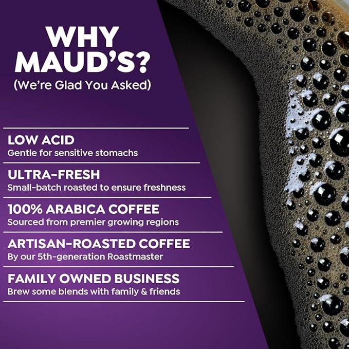 Maud's Half Caff Coffee Pods, 18 ct, Medium Roast Coffee in Recyclable Single Serve Pods – 100% Arabica Coffee, Compatible with Keurig K Cups Maker