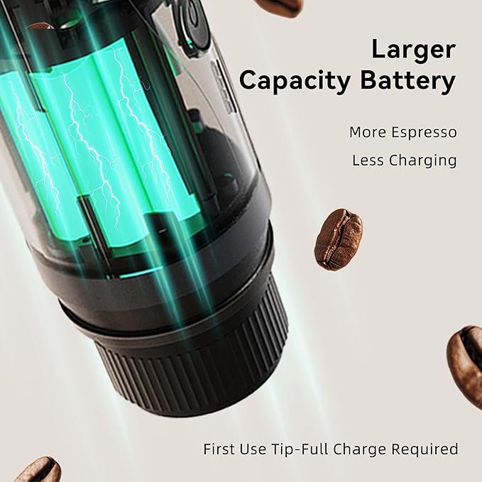 Portable Espresso Maker,Self-Heating Electric Mini Coffee Machine,20 Bar Pressure Compatible with NS Pods & Fine Grind for Travel, Camping, Hiking(Green)