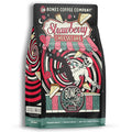 Bones Coffee Company Strawberry Cheesecake Flavored Coffee, Medium Roast Low Acid Arabica Beans Compatible with Auto drip and French Press Coffee Maker, 12 Oz Whole Bean