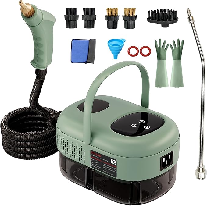 2500W Handheld Steam Cleaner,Portable Car Steamer For Auto Detailing,High-Temperature and Pressure Steam Cleaner For Home, Steam Cleaning Machine for Furniture,Kitchen,Grout,Floor,Tile (7-Green)