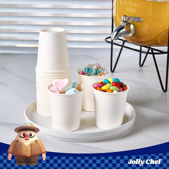 JOLLY CHEF 500 Count 5 oz Paper Cups, Disposable Bathroom Mouthwash White Drinking Cups for Home, Office, School, Store Use