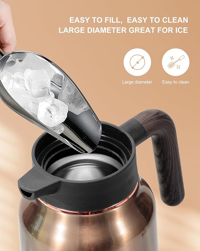 Thermal Coffee Carafe 70 oz - 36 Hour Hot Stainless Steel Carafes for Hot Liquids-Insulated Coffee Carafes For Keeping Hot/Cold Coffee, Tea, Water, Drink Dispenser for Parties(Black)