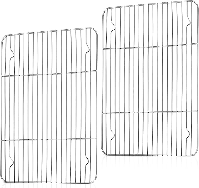 TeamFar Cooling Rack, 15.3” x 11.1” Stainless Steel Wire Baking Rack for Cooking Roasting Grilling, Fit for Oven Pan, Oven & Dishwasher Safe, Non-toxic & Heavy-Duty, 2PCS