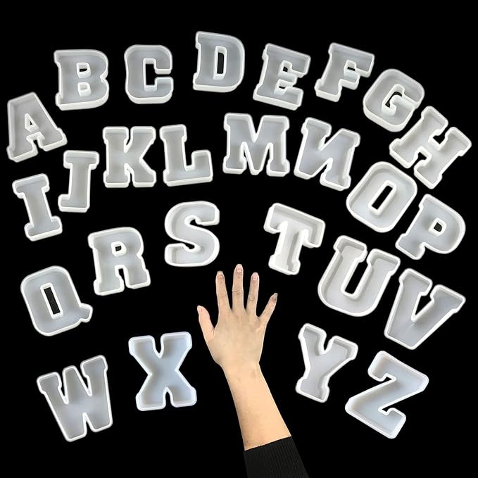 4 inch 26 Pack English Letter Silicone Mold - Alphabet Capital & Large Letter Resin Casting Mold