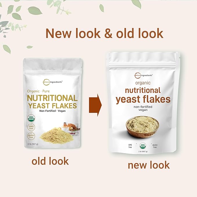 Organic Non-Fortified Nutritional Yeast Flakes, 2 Pounds (32oz) | Rich in Vegan Protein, B Vitamins & Beta-glucans | Keto Friendly, Dairy Free Cheese Substitute, Non-GMO, Gluten Free