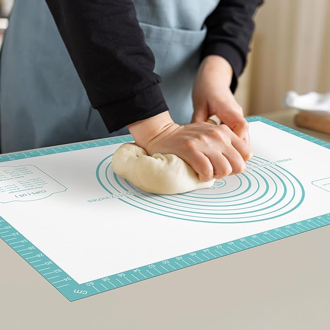 Non stick Pastry Mat, Dough Mat for Rolling, Silicone Baking Mat, Fondant/Pie Crust Mat Kitchen Counter Mat, Macarons Bread Baking Mat Baking Supplies Extra Large 28 x 20 Inch