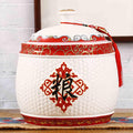 Chinese Sealed Large-Capacity Rice Pot, Ceramic Rice Bucket With Tassel Design, Grain Storage Ceramic Container, Rice Dispenser Airtight Storage Bucket For Grains Snacks Candy Coffee Beans Food(F,Capa