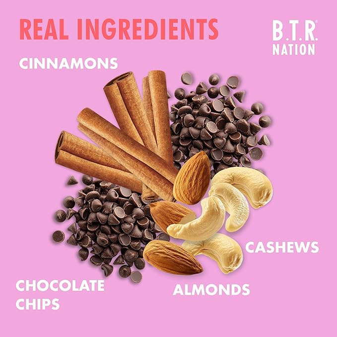 B.T.R. Nation Superfood Keto Protein Bars, Plant Based Vegan - Cinnamon Cookie Dough & Dark Chocolate Brownie | 12 Pack of Each | Low Carb, GF & Calorie, No Sugar Alcohols, Boosted with Superfoods