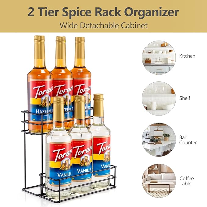 6 Bottle Coffee Syrup Organizer Coffee Syrup Rack for Coffee Bar Kitchen Small Wine Rack for Bar Family Storage for Syrup Wine Dressing