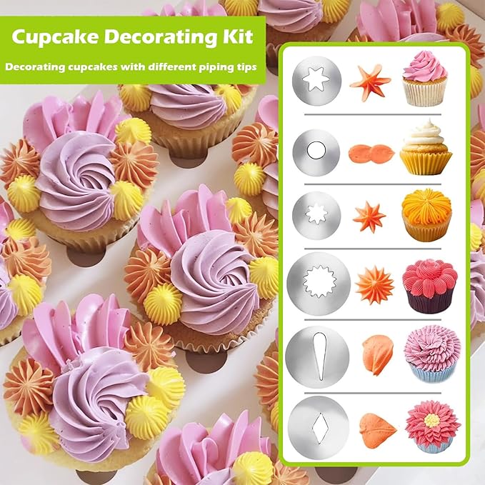 Suuker Dessert Decorating Syringe Set, Frosting Piping Kit Stainless Steels Cake Decorating Tools with 6 Icing Tips Cupcake Decorating Kit