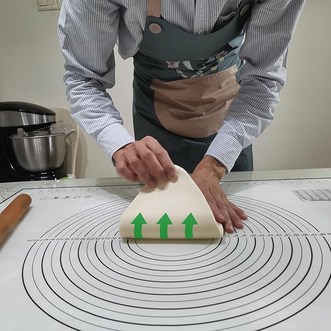 Yansumi Silicone Pastry Mat Extra Large Non-Slip Mat for Rolling Dough Pie Crust and Baking Non-Stick with Measurements (XL, 28"L x 20"W,Black)