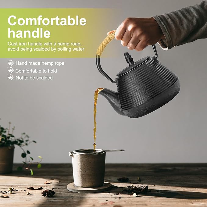 suyika Japanese Tetsubin Tea Kettle Cast Iron Teapot with Stainless Steel Infuser 30 oz/900 ml