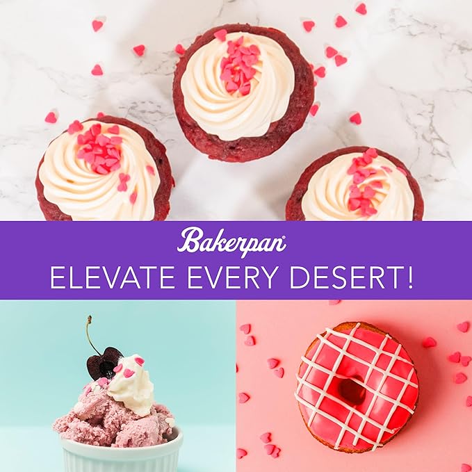 Bakerpan Heart Sprinkles for Baking - Assorted Colors Sprinkles for Cookies - 4 Ounces Heart Shaped Sprinkles Edible Made in USA