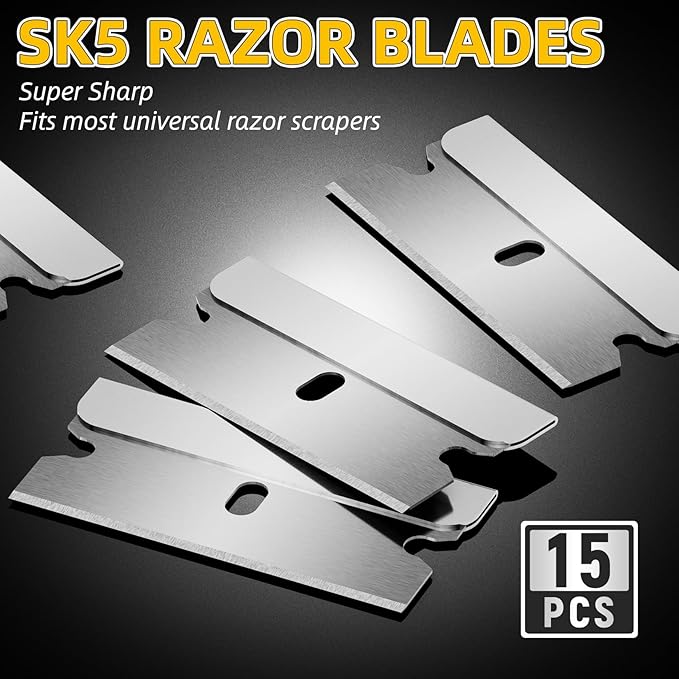 DIYSELF Razor Blade Scraper | 1 Pack Razor Scraper with 15 Razor Blades | Razor Blade Scraper Tool Kitchen | Glass Scraper | Window Scraper | Glass Stove Top Scraper | Paint Scraper | Cooktop Scraper