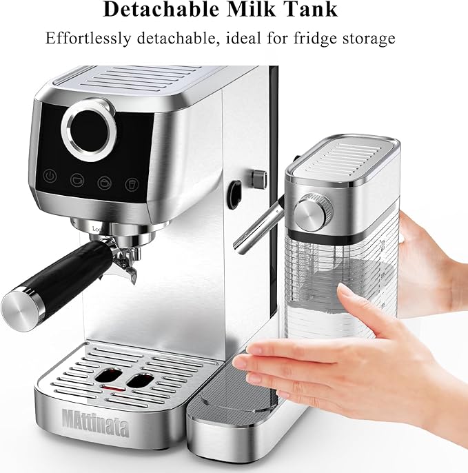Cappuccino Coffee Machine, Espresso Machine Touchscreen Control with Auto Milk Frother, Stainless Steel Espresso Maker 20 Bar, Latte Coffee Maker with for Home, Office with Timer