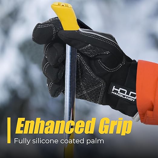 HANDLANDY Waterproof Insulated Work Gloves, 3M Thinsulate Thermal Winter Gloves for Men Women Touch Screen, Warm Ski Snowboard Cold Weather Gloves (Black, Medium)