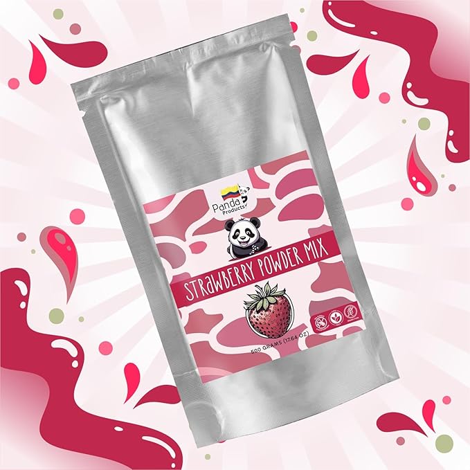 Panda Products Strawberry Powder – 17.64 oz | Premium Flavored Powder for Bubble Tea, Smoothies, Slushes, Milkshakes & Desserts