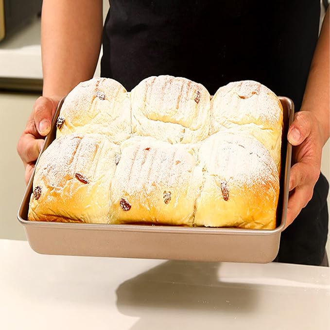2 Pack 11 Inch Baking Sheet Pans, Deep Size Baking Pan Nonstick Cookie Sheet Brownie Cake Pan Bread Pan Toaster Oven Tray Bakeware, 11x9x2 Inches, Easy Clean & Food Safe (11 x 9 x 2")