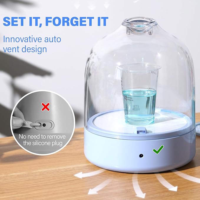 LET’S Resin Upgraded Resin Bubble Remover, Eliminate 99% Bubble in 5-9 Minutes, 99Kpa with Digital Display，Bigger Capacity, Auto Vent, Timer for Epoxy Resin Casting, Resin Art Crafts, Jewelry Making