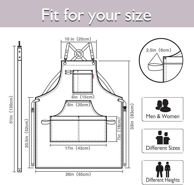 Kitchen Apron, Work Apron, Canvas, Multiple Pockets, Gardening, Painting, BBQ, Artist, Carpenter, Sizes M to XXL, Grey