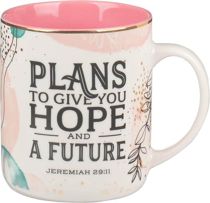 Christian Art Gifts Floral Ceramic Coffee Mug – 14 oz. Lead and Cadmium-free, Non-Toxic Inspirational Scripture Coffee and Tea Mug for Women with Bible Verse: Plans to Give You A Hope –Jeremiah 29:11