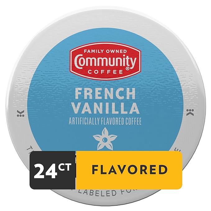 Community Coffee French Vanilla Flavored 24 Count Coffee Pods, Medium Roast, Compatible with Keurig 2.0 K-Cup Brewers, 24 Count (Pack of 1)
