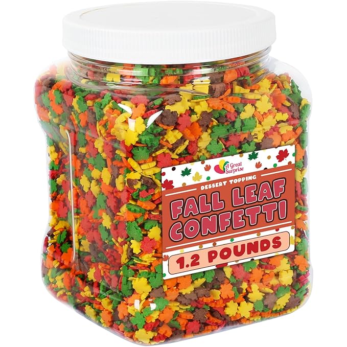 Thanksgiving Sprinkles - 1.2 Pounds - Fall Leaf Sprinkles for Baking - Autumn Leaf - Autumn Toppings for Cupcakes, Cookies, Cake Decorating