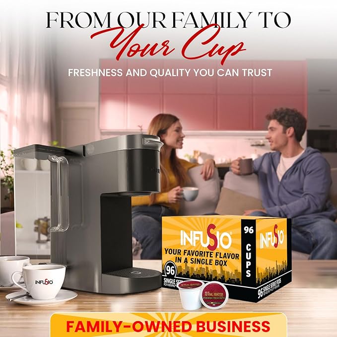InfuSio Coffee Pods – 96 Count, Ethiopian Yirgacheffe (Light Roast Coffee) Single Serve Coffee Pods for Keurig K Cup® Brewers, Compatible with Keurig 2.0 Brewers