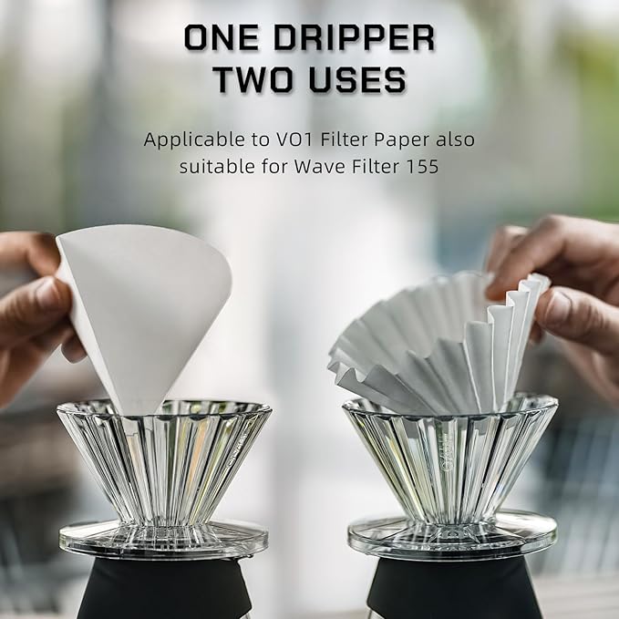 MAVO Pour Over Coffee Dripper, Detachable Hand Drip Brewer, Pour Over Coffee Maker, Compatible with V01 Paper Filters & Wave Filter 155
