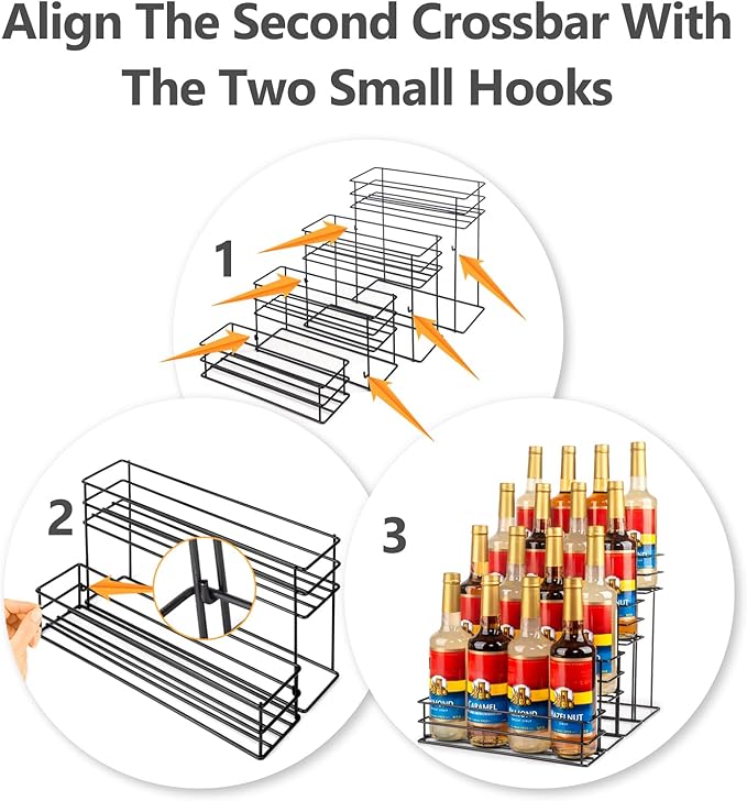 16 Bottle Capacity Coffee Syrup Organizer 4 Tier Coffee Syrup Stand Shelf for Coffee Bar Accessories for Coffee Bar Kitchen Small Wine Rack for Bar Family Storage for Syrup Wine Dressing