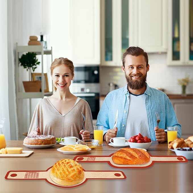 Silicone Bread Sling Dutch Oven Liner, Non-Stick & Easy Clean Reusable Oval Silicone Bread Sling Baking Mat, Easy to Transfer Sourdough Bread - 2 Red Set
