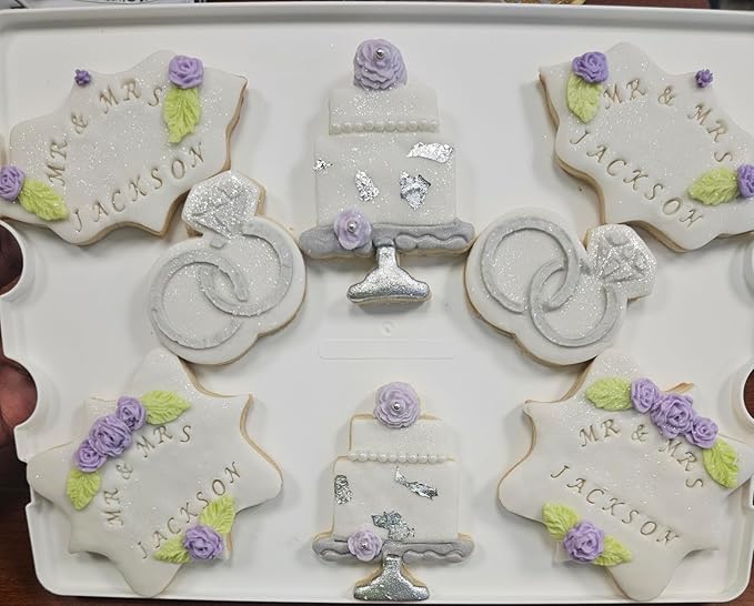 Wedding Ring Cookie cutter and stencil set Baking stencils and cutters bundle DIY bakery decorating kit Cookie cutter with stencils Icing stencil and cookie cutter combo(Wedding Ring)