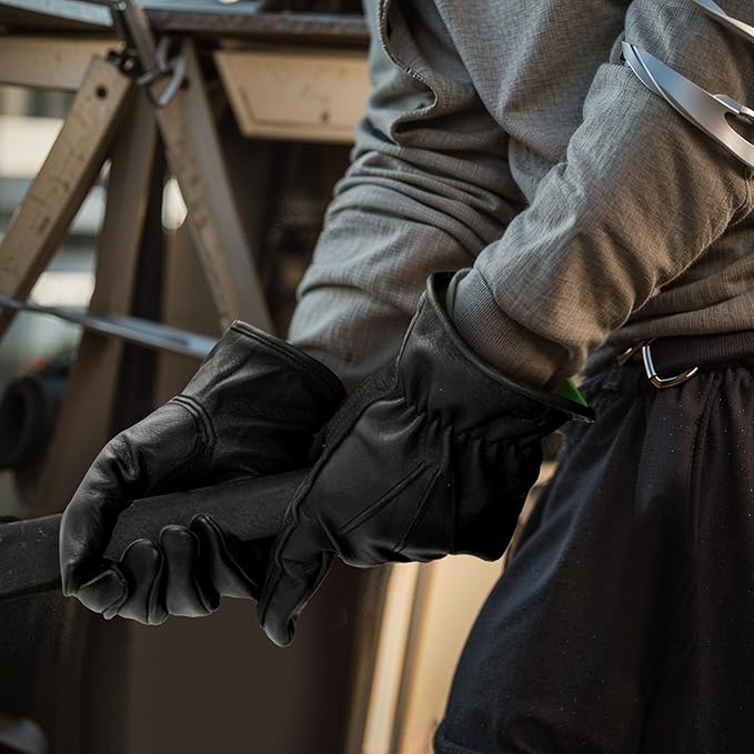 Leather Work Gloves for Men & Women, Reinforced Durable Gardening Gloves,Cowhide Work Gloves,Puncture & Cut Resistant