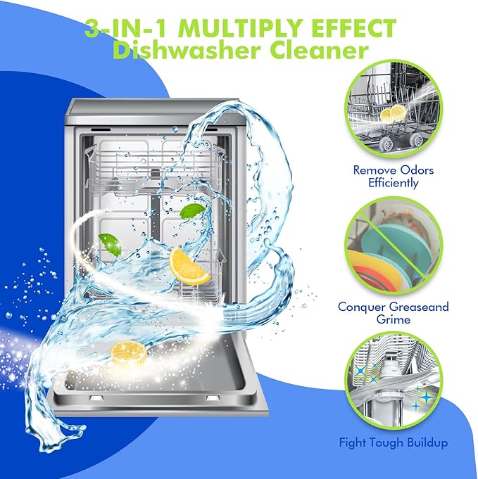 Dishwasher Cleaner and Deodorizer Tablet 25 Count, Deep Cleaning Tablet Helps Remove Limescale, Mineral Buildup and Odor, Formulated to Clean Inside all Machines