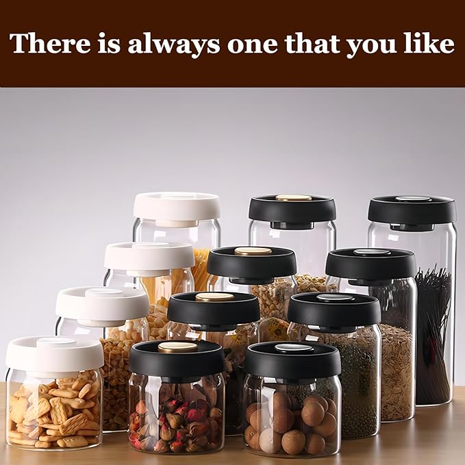 Vacuum Glass Jar with Airtight Lid,27floz/800ml Borosilicate Glass Coffee Canister Container,Perfect for Coffee Beans & Grounds,Loose Leaf Tea,Candy,Sugar,Nuts,Spices