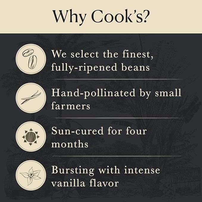 Cook's, Pure Cookie Vanilla Extract, Floral Vanilla Extract for Cakes, Cookies, Pastries, Ice Creams, 32 oz