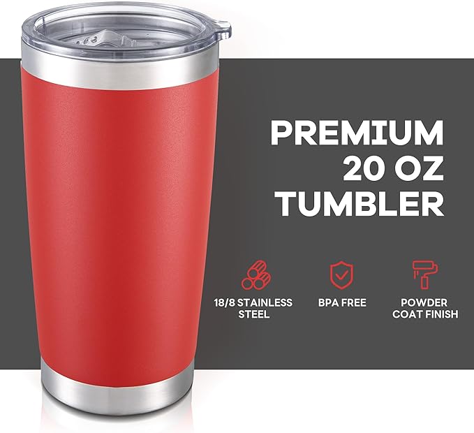 20 oz Tumbler with Lid Stainless Steel Insulated Tumblers Bulk Double Wall Vacuum Cups Powder Coated Travel Mug Keep Drinks Cold and Hot, Wine Red, 4 Pack