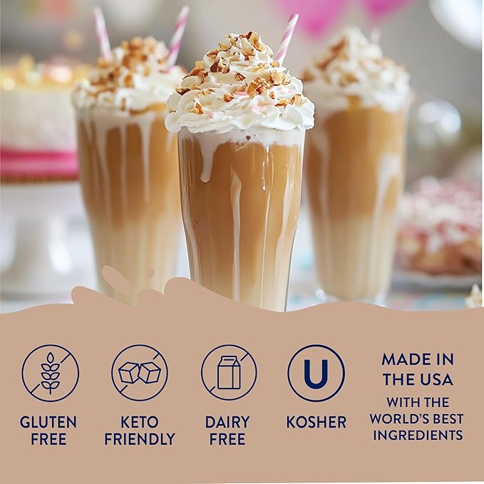 Jordan's Skinny Syrups Sugar Free Coffee Syrup, Caramel Pecan Flavor Drink Mix, Zero Calorie Flavoring for Chai Latte, Protein Shake, Food & More, Gluten Free, Keto Friendly, 25.4 Fl Oz, 1 Pack