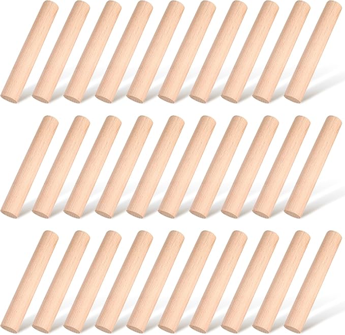 Patelai Small Wooden Rolling Pin, Dumpling Dough Roller Wooden Mini Rolling Pins Kitchen Utensil Tool for Fondant, Pasta, Bread, Pastry, Cookies, Pizza, Pie, Cylinder Style, 6.3 Inch (30 Pieces)