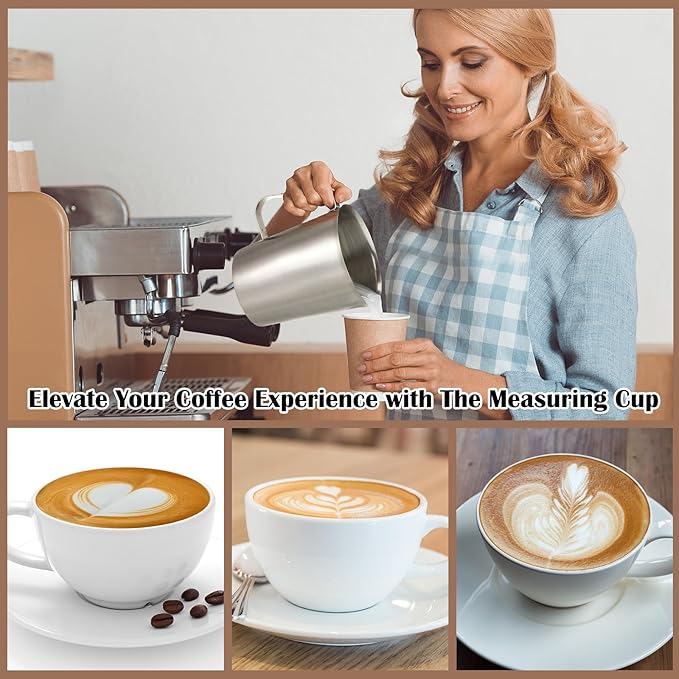 Flutesan 3 Pcs Stainless Steel Measuring Cups Measuring Pitcher with Handle with Markings for Latte Art, Water Pouring 6 Cup (50 oz)