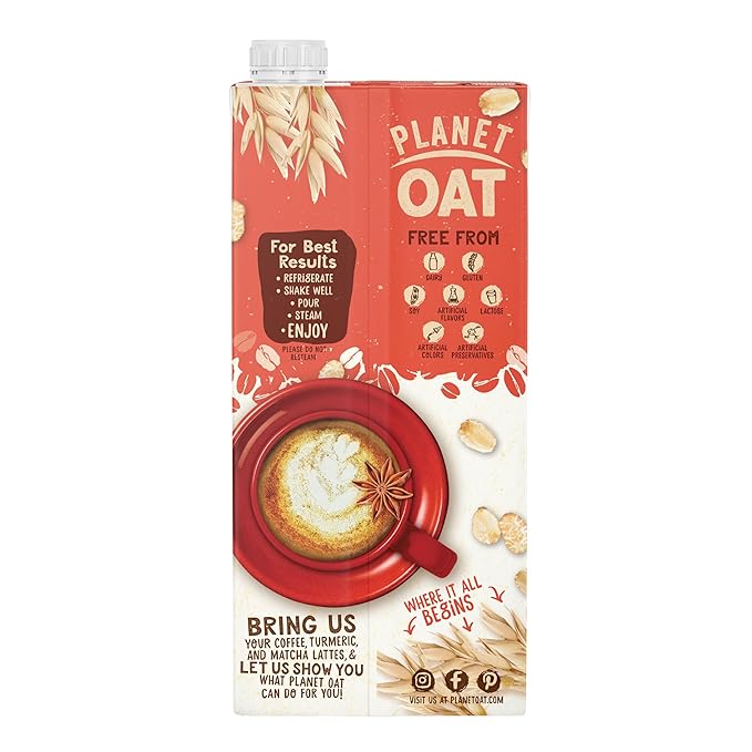Planet Oat Oatmilk Barista Edition, Original 32 oz (Pack of 12), Non Dairy Milk to use with Coffee, Gluten Free, Soy Free, Lactose Free, Shelf Stable